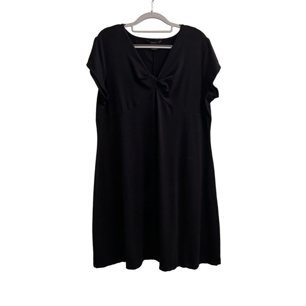 TravelSmith Women's Twist Front Cap Sleeve A-Line Dress Black Sz XLP Casual